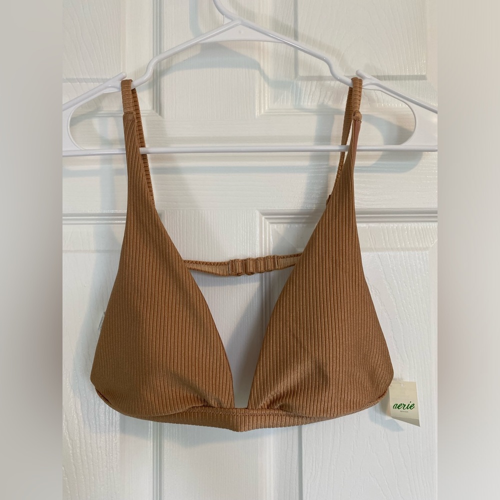 Aerie Shiny Brown Bikini - Triangle Top w/ High Waisted Cheeky Bottoms
